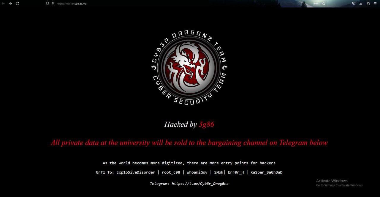 Hacked website