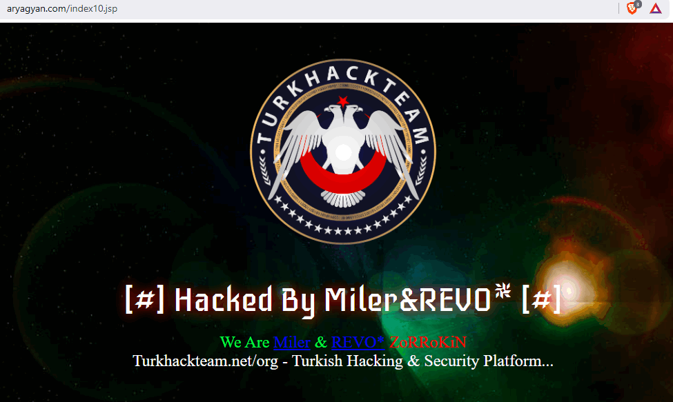 Defacement website evidence.