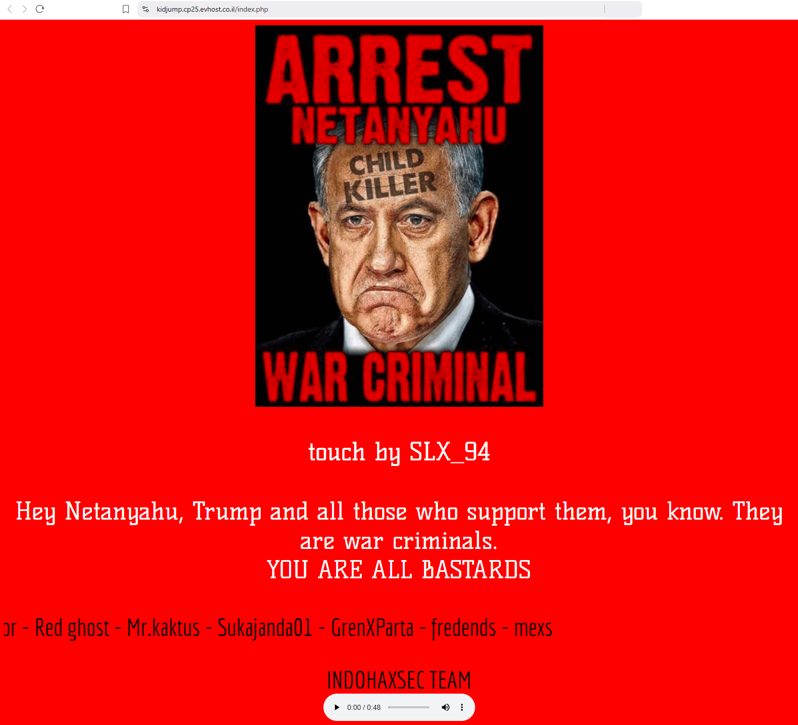 Hacked website evidence