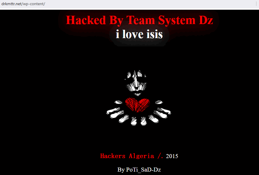 Hacked website evidence