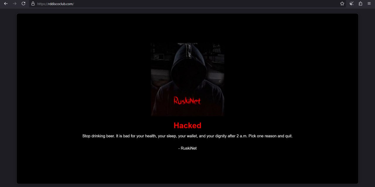 Hacked website propaganda
