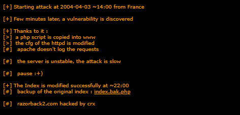 Hacked website evidence